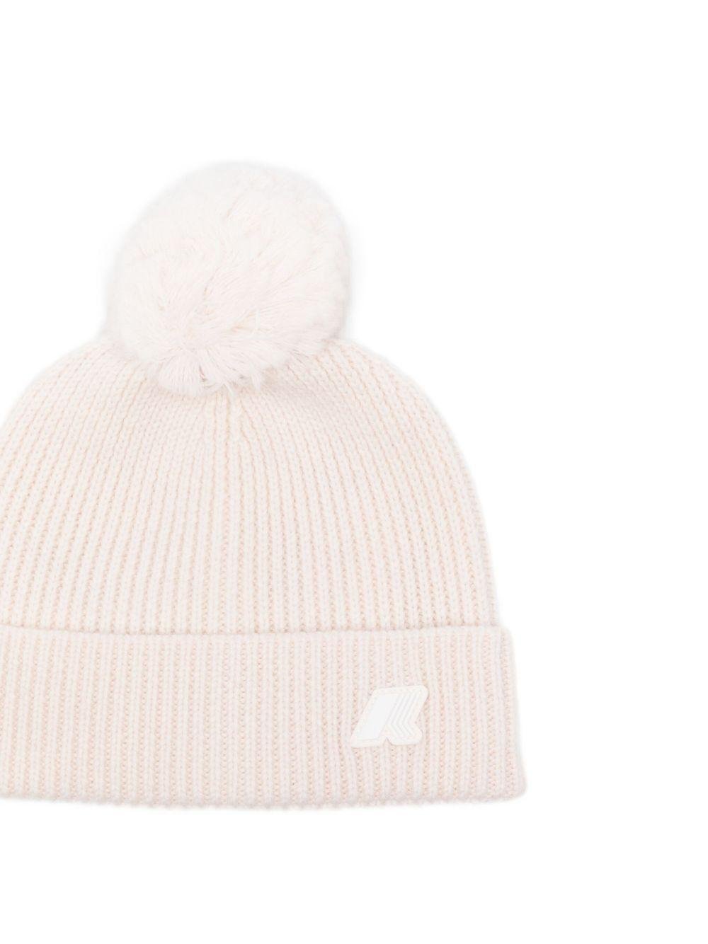 Berretto per bambina K - Way Kids beige con pompon a coste - Rubino Kids