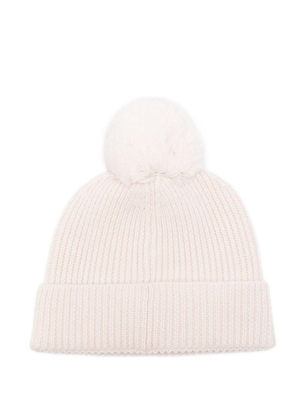 Berretto per bambina K - Way Kids beige con pompon a coste - Rubino Kids