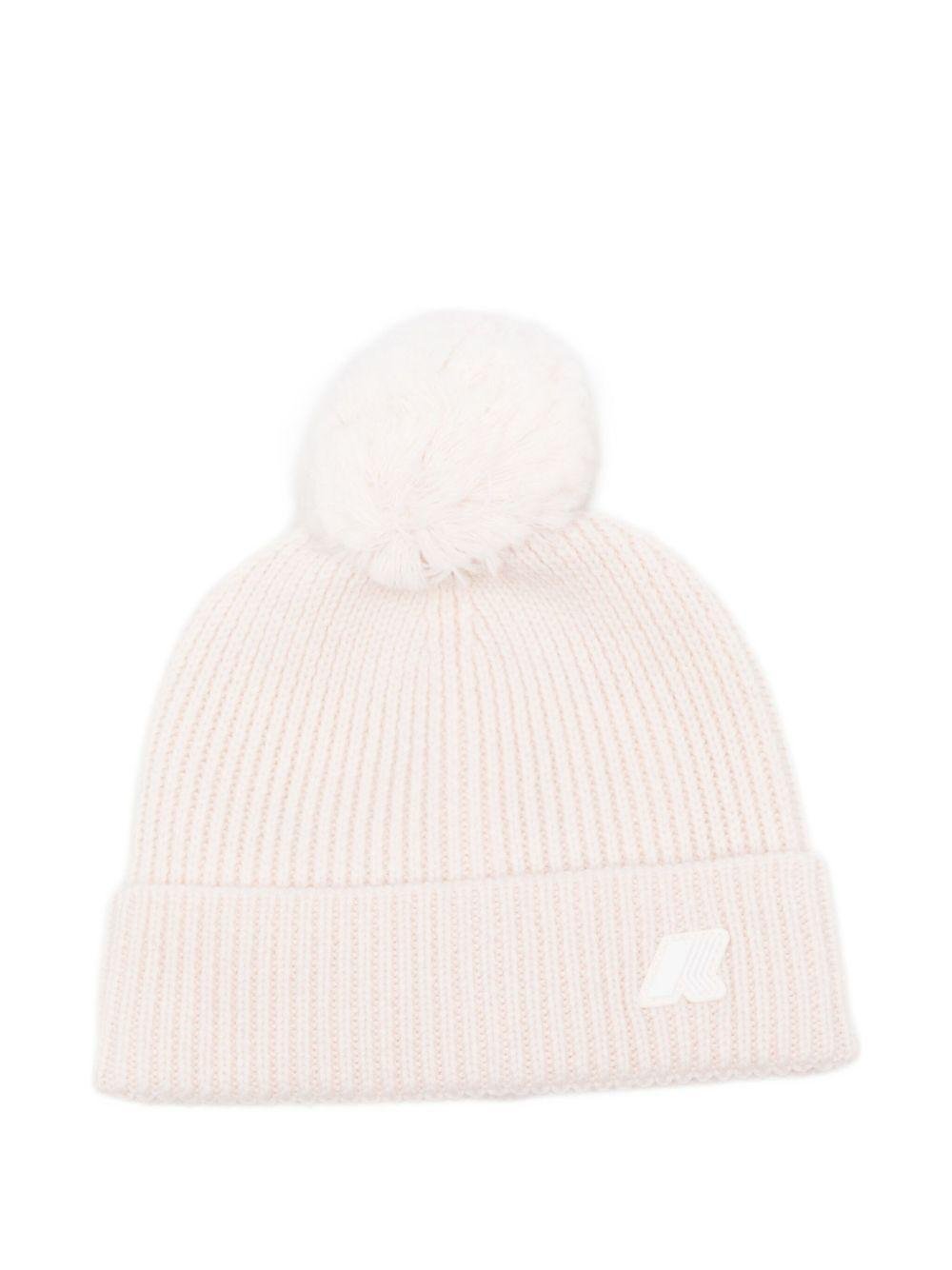 Berretto per bambina K - Way Kids beige con pompon a coste - Rubino Kids