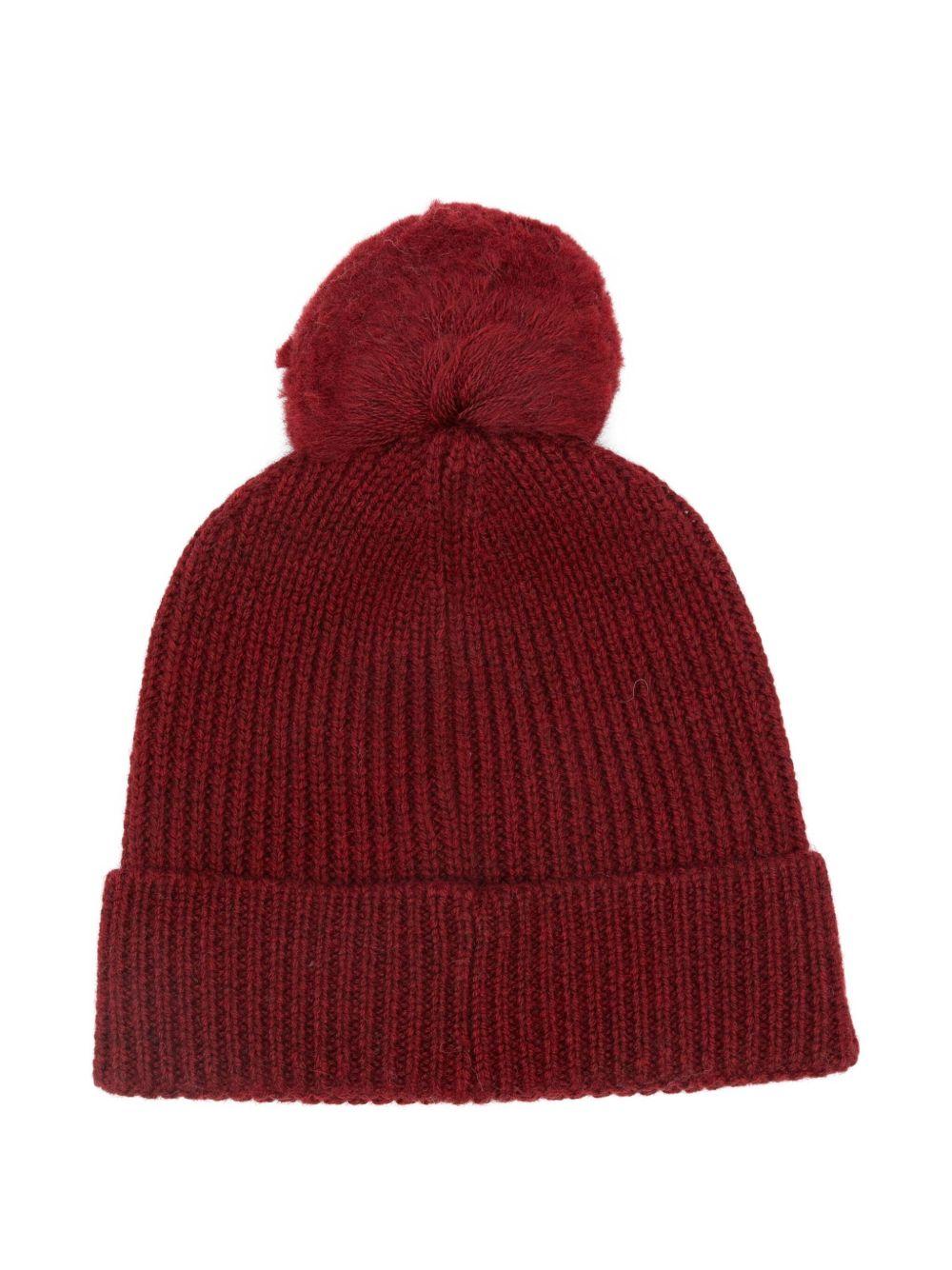 Berretto per bambina K - Way Kids rosso con pompon a coste - Rubino Kids
