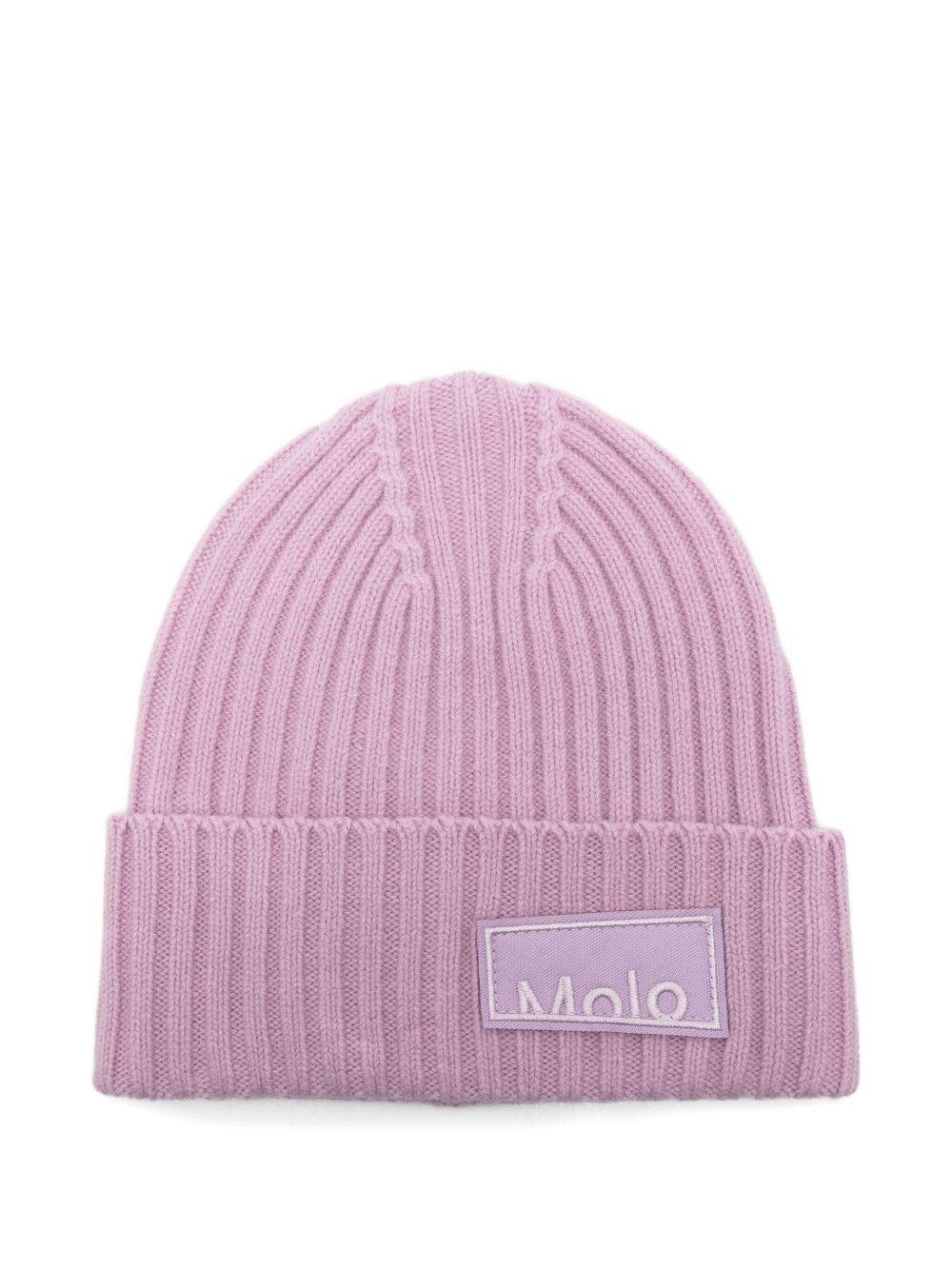 Berretto per bambina Molo rosa con logo a coste - Rubino Kids
