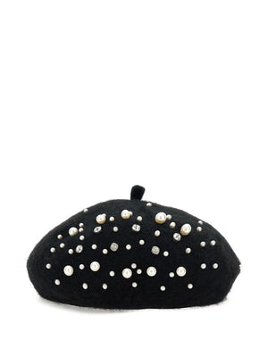 Monnalisa black hat for girls with crystal decoration