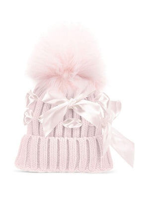 Berretto per bambina Monnalisa rosa con pompon