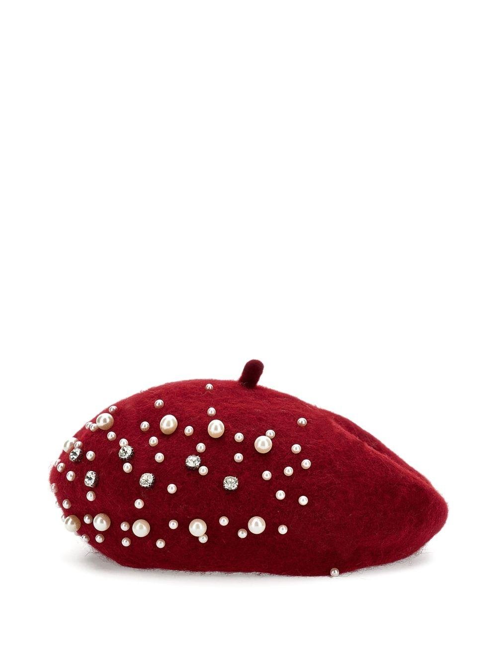 Berretto per bambina Monnalisa rosso con decorazione con cristalli - Rubino Kids