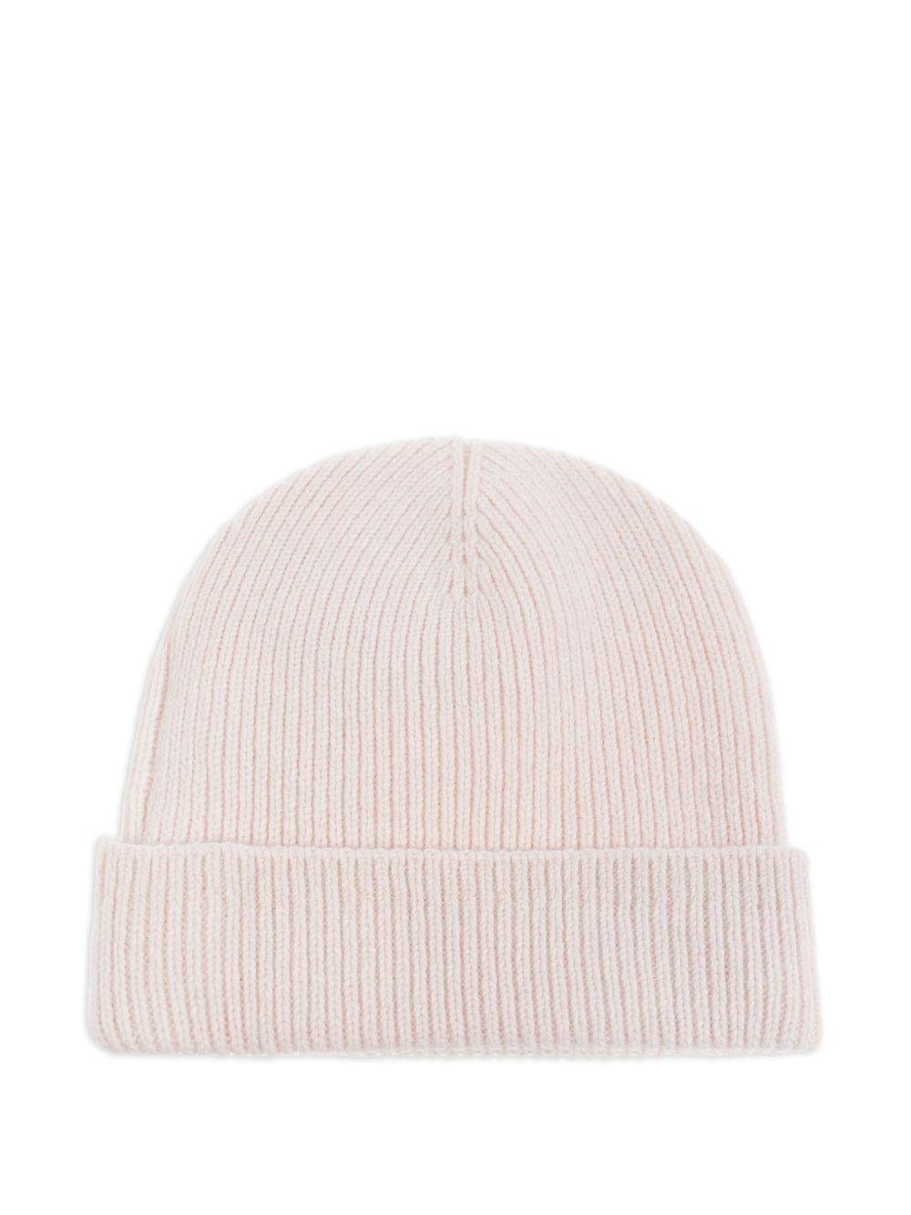 Berretto per bambina Palm Angels Kids rosa a coste con logo ricamato - Rubino Kids