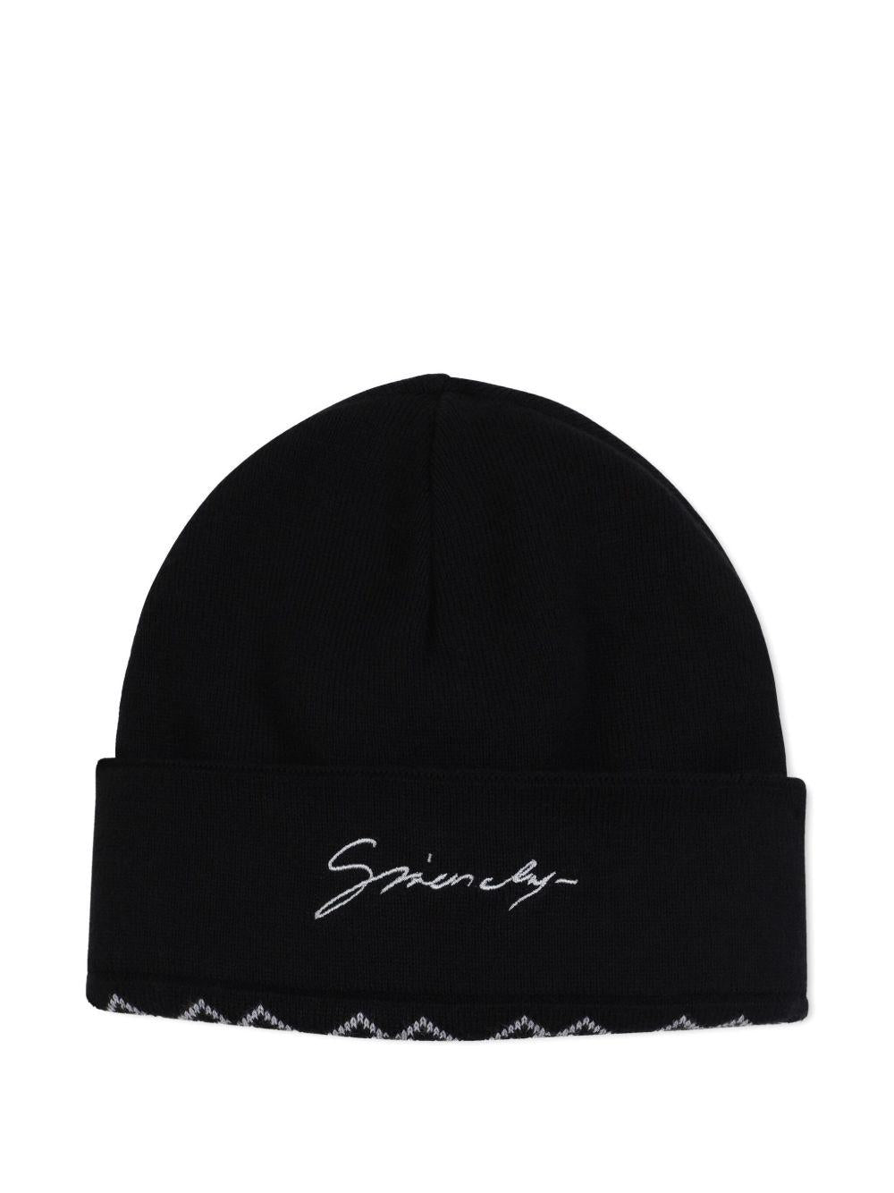 Berretto per bambini Givenchy Kids nero con logo ricamato - Rubino Kids