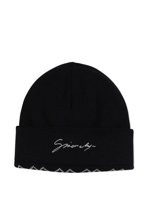Berretto per bambini Givenchy Kids nero con logo ricamato
