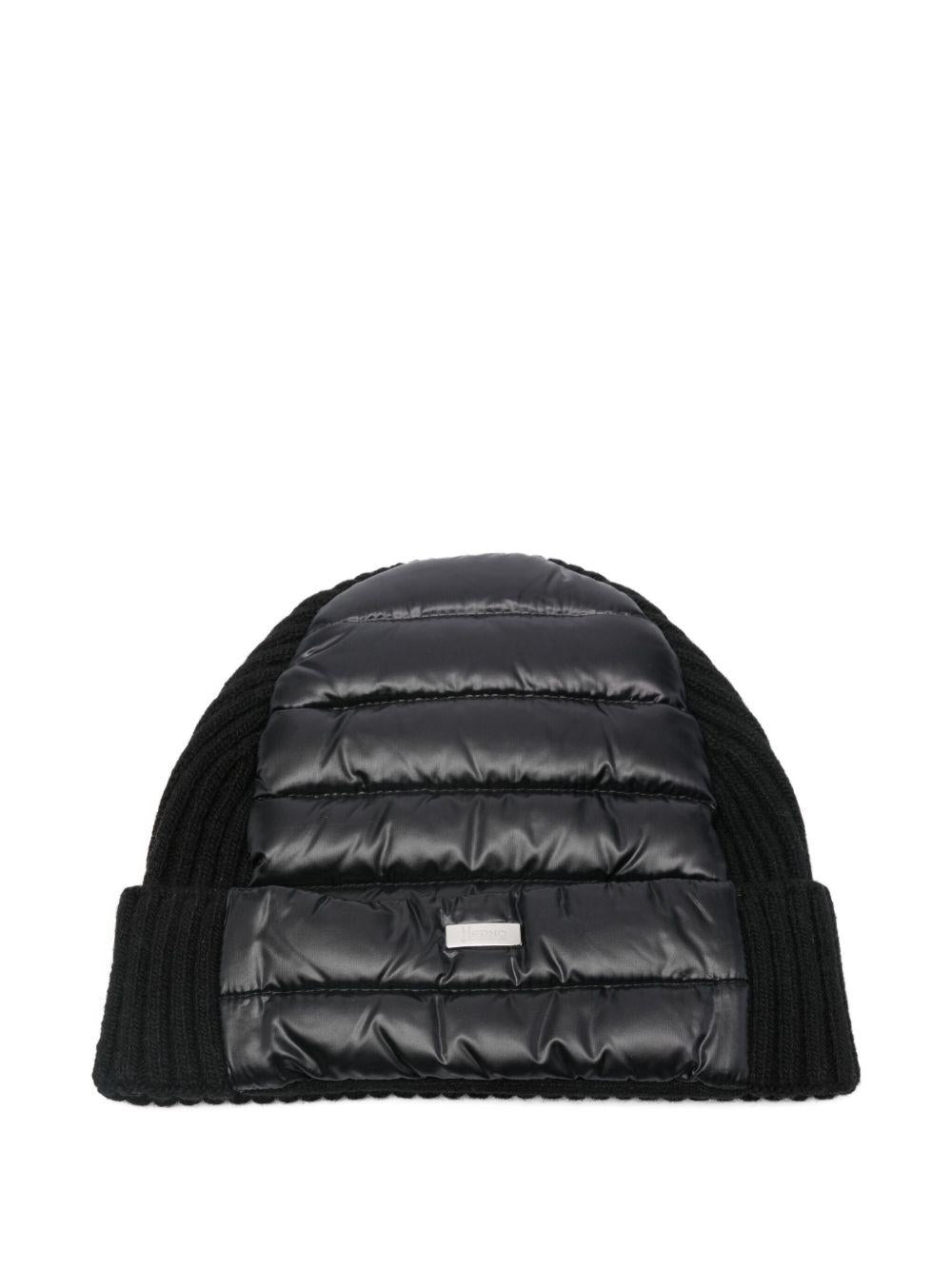 Berretto per bambini Herno Kids nero con inserti trapuntati - Rubino Kids