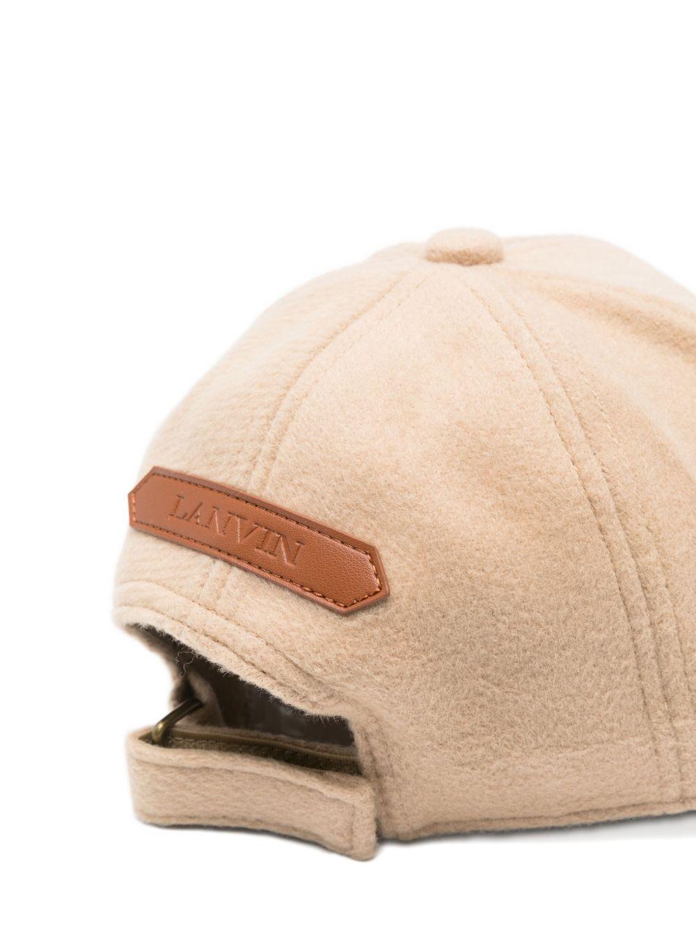 Berretto per bambini Lanvin Enfant beige con logo ricamato - Rubino Kids