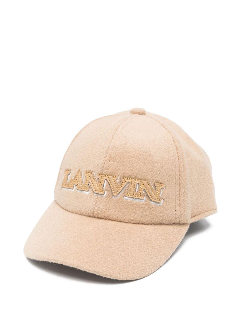 Berretto per bambini Lanvin Enfant beige con logo ricamato - Rubino Kids