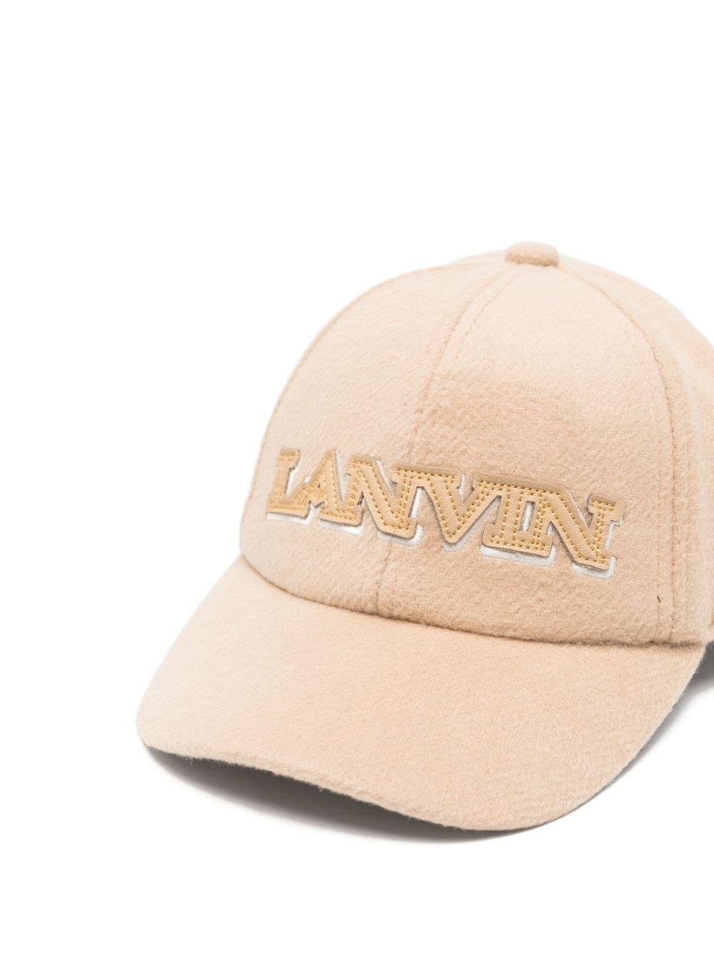 Berretto per bambini Lanvin Enfant beige con logo ricamato - Rubino Kids