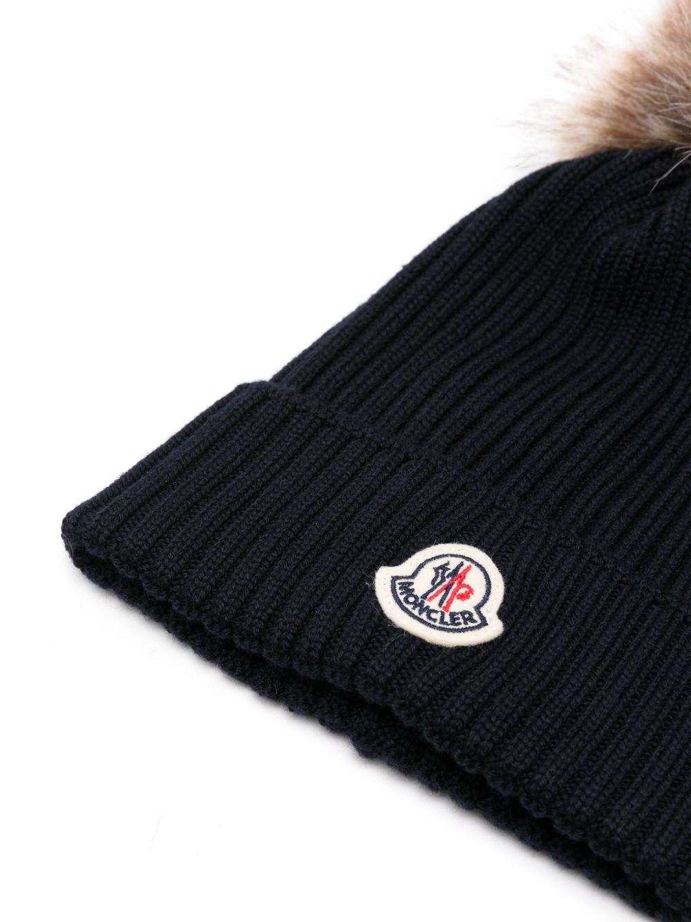 Berretto per bambini Moncler Enfant blu con applicazione - Rubino Kids