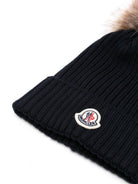 Berretto per bambini Moncler Enfant blu con applicazione - Rubino Kids