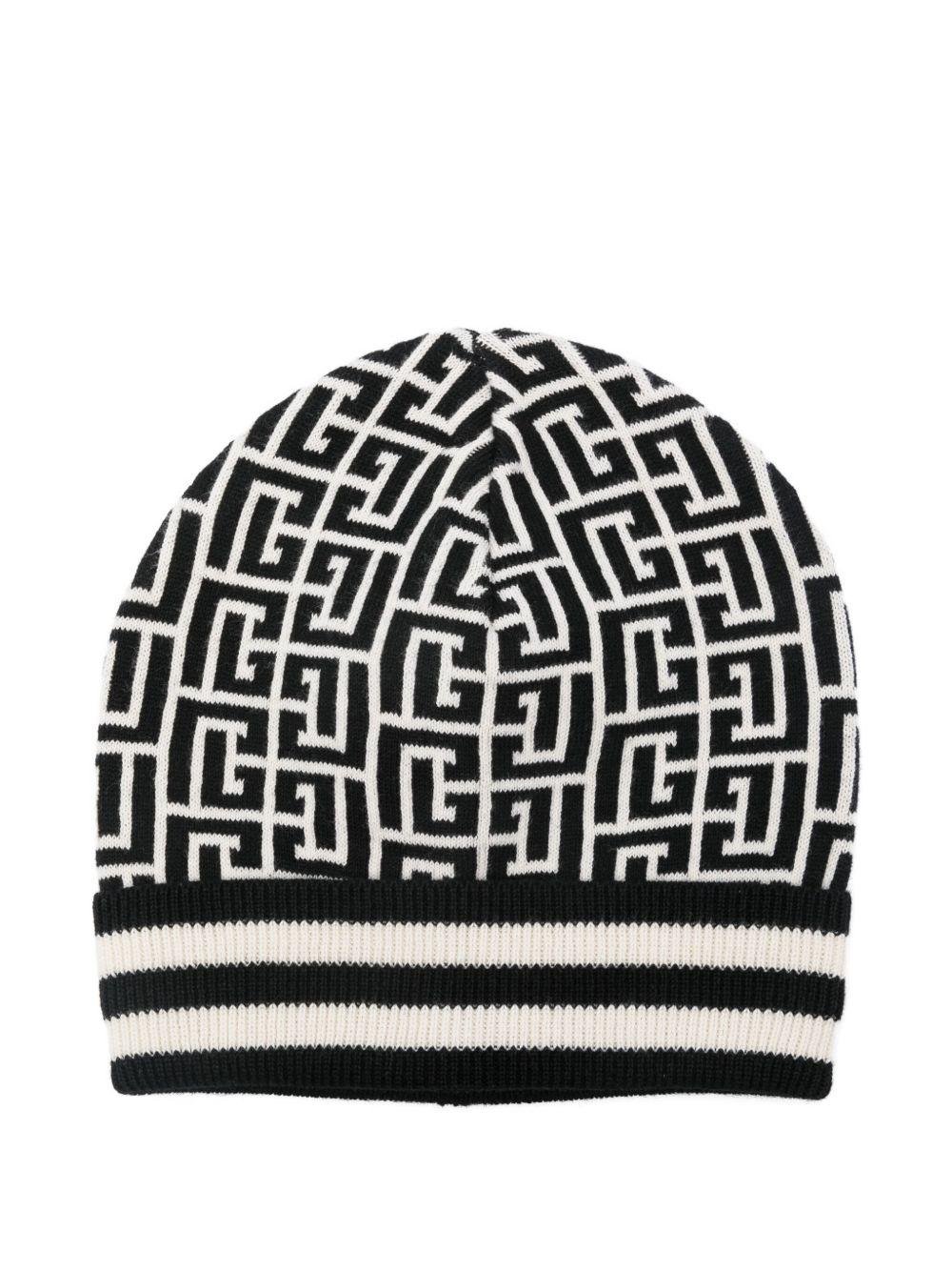 Berretto per bambino Balmain Kids nero con motivo monogramma - Rubino Kids
