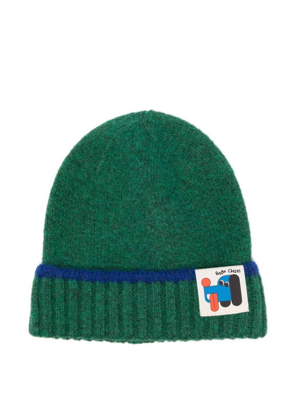 Berretto per bambino Bobo Choses verde con applicazione con logo - Rubino Kids