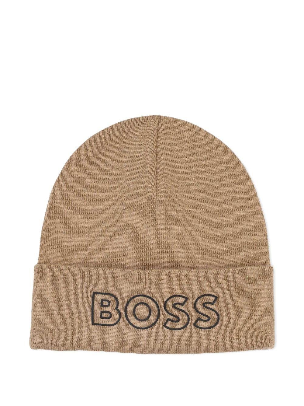 Berretto per bambino Boss Kids beige con ricamo - Rubino Kids