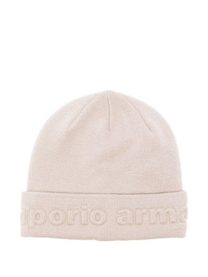 Emporio Armani Kids beige hat with embroidered logo