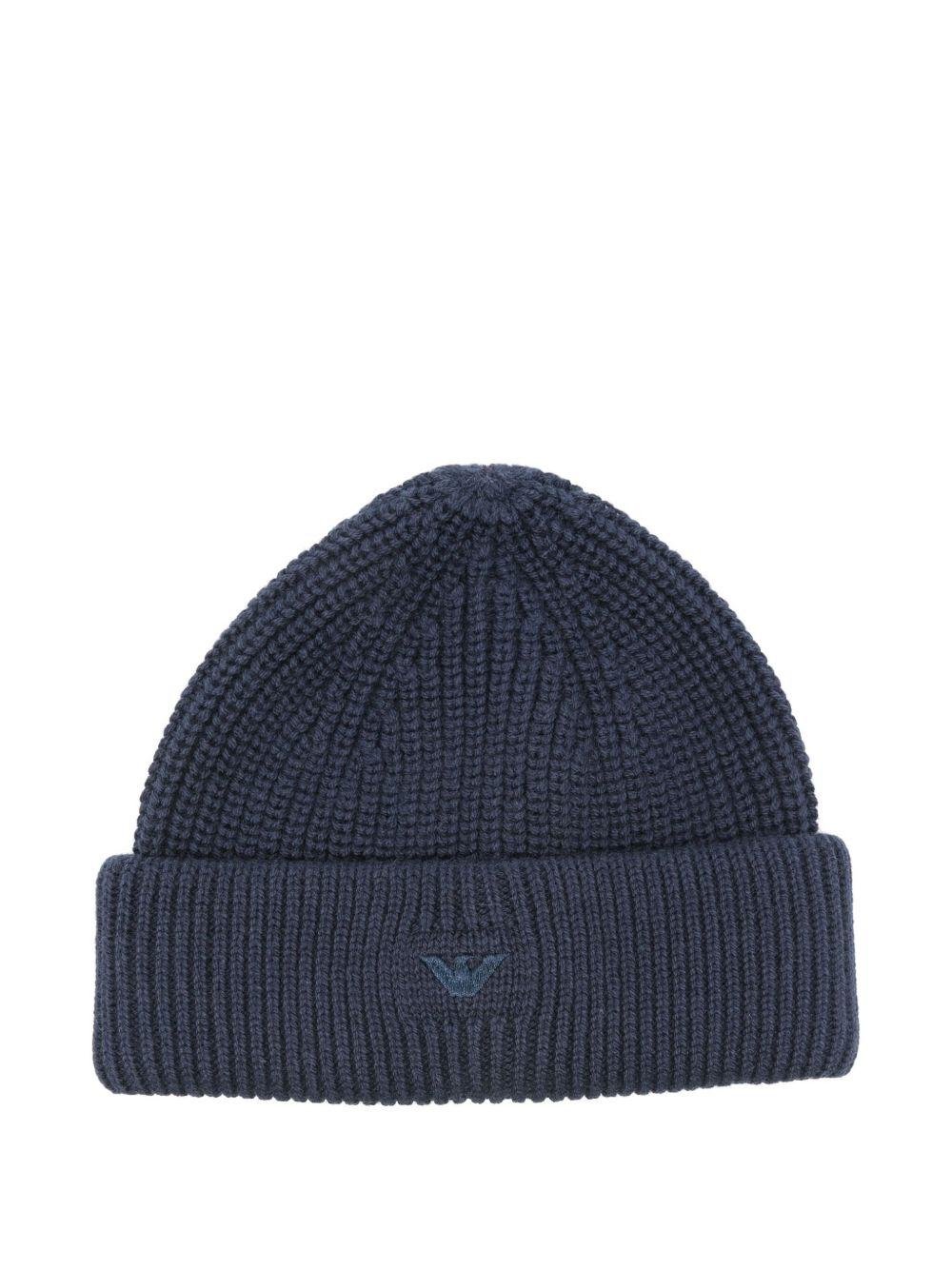 Berretto per bambino Emporio Armani Kids blu con logo ricamato - Rubino Kids