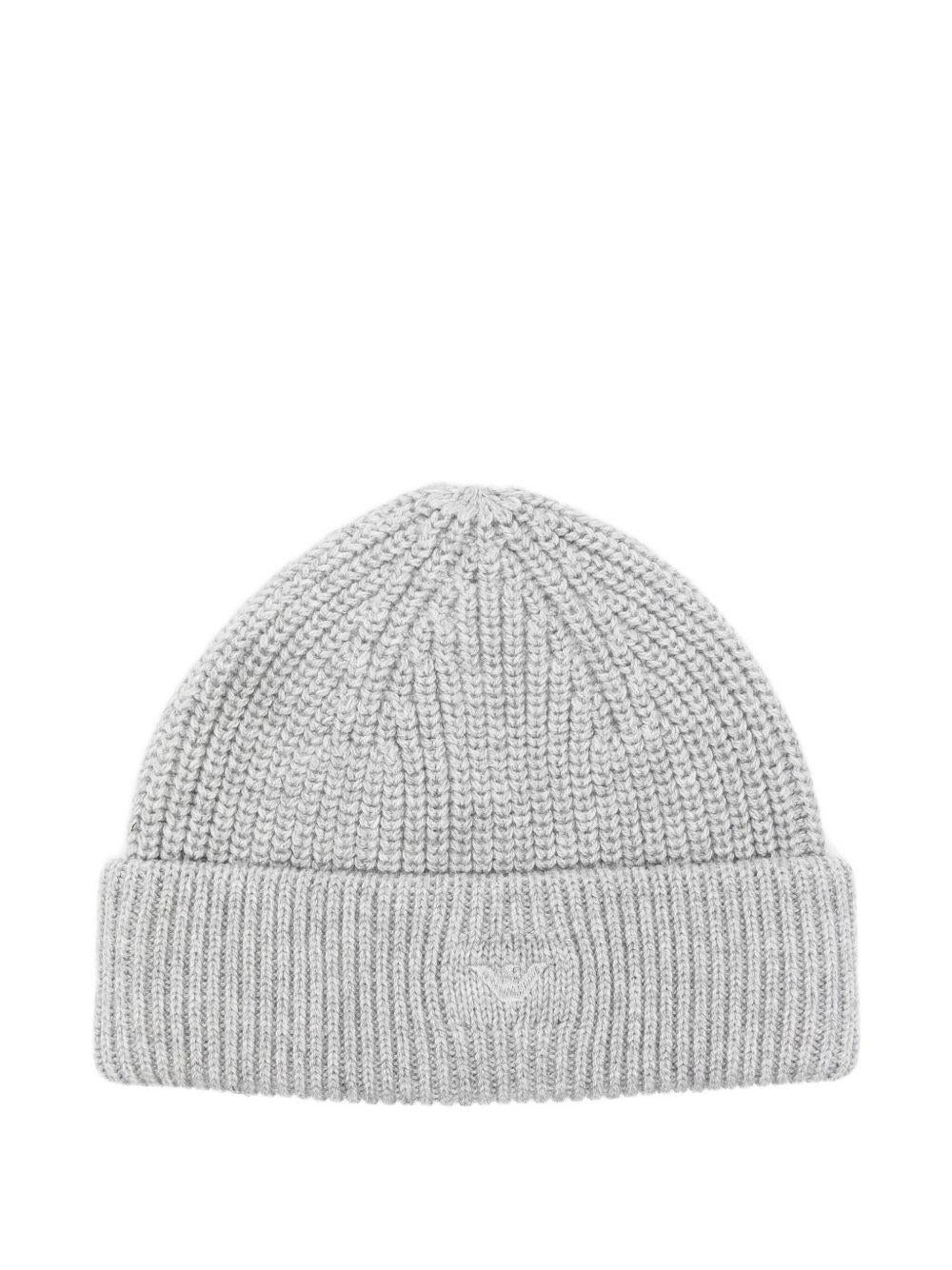 Berretto per bambino Emporio Armani Kids grigio con logo ricamato - Rubino Kids