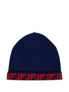 Berretto per bambino Fendi Kids blu con logo - Rubino Kids