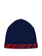 Berretto per bambino Fendi Kids blu con logo - Rubino Kids