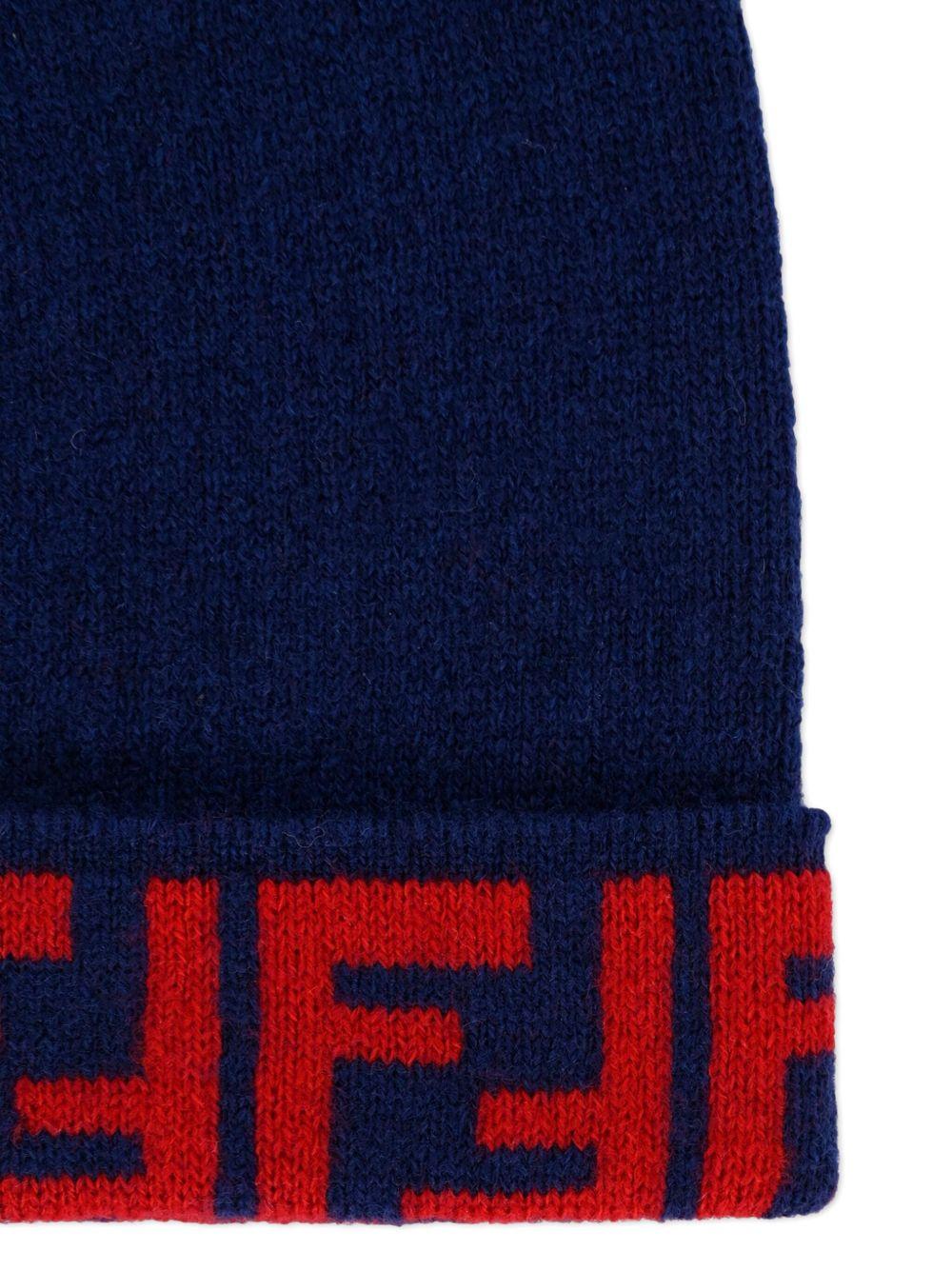 Berretto per bambino Fendi Kids blu con logo - Rubino Kids