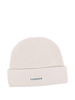 Berretto per bambino Laneus Kids beige con etichetta con logo