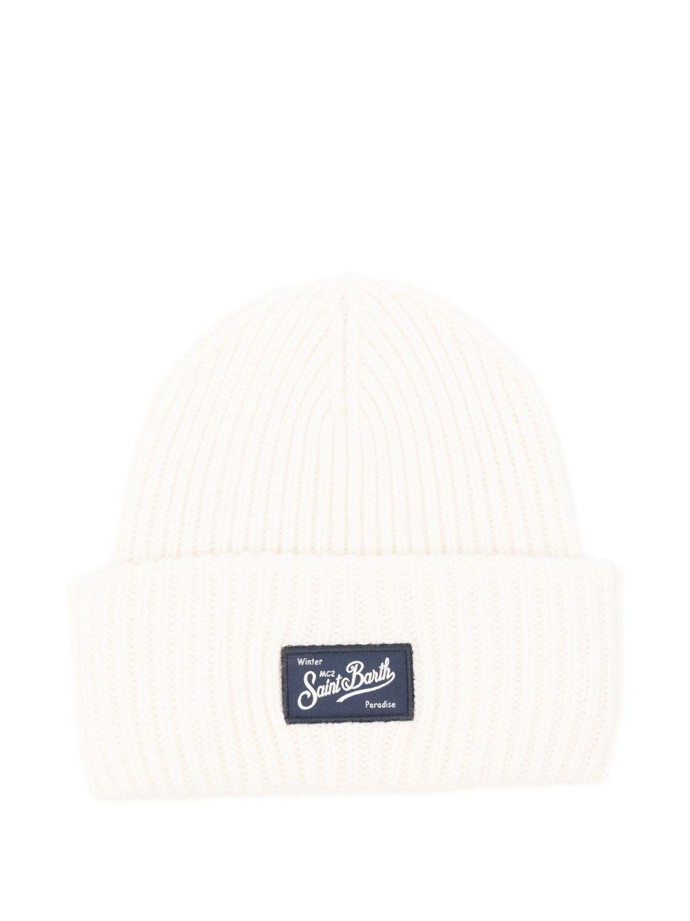 Berretto per bambino MC2 Saint Barth Kids bianco con toppa con logo - Rubino Kids