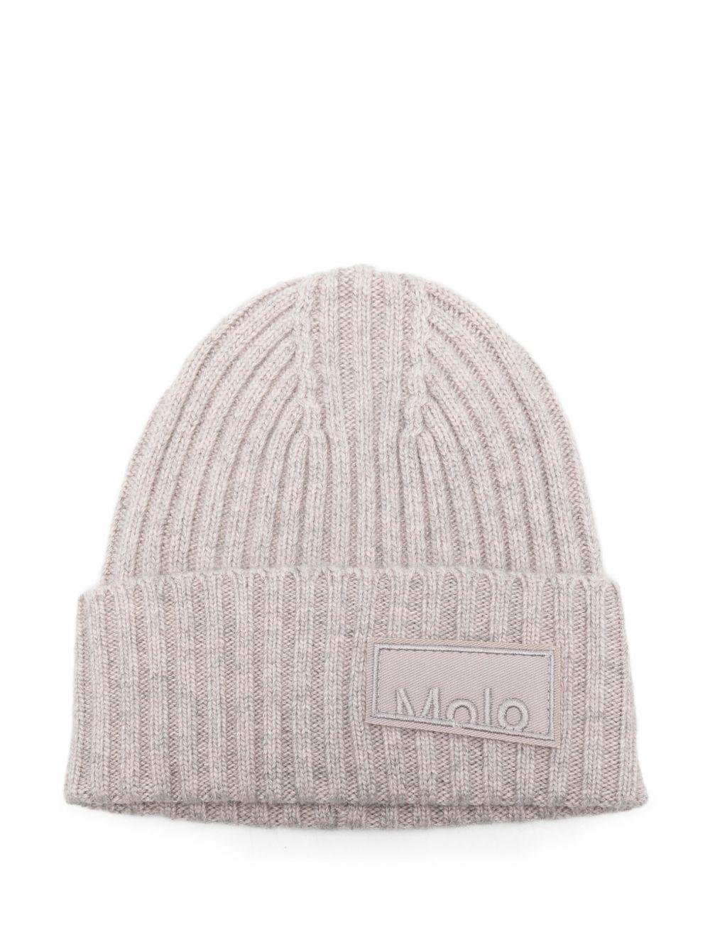 Berretto per bambino Molo beige con toppa con logo - Rubino Kids