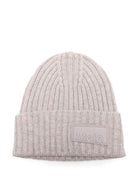 Berretto per bambino Molo beige con toppa con logo - Rubino Kids