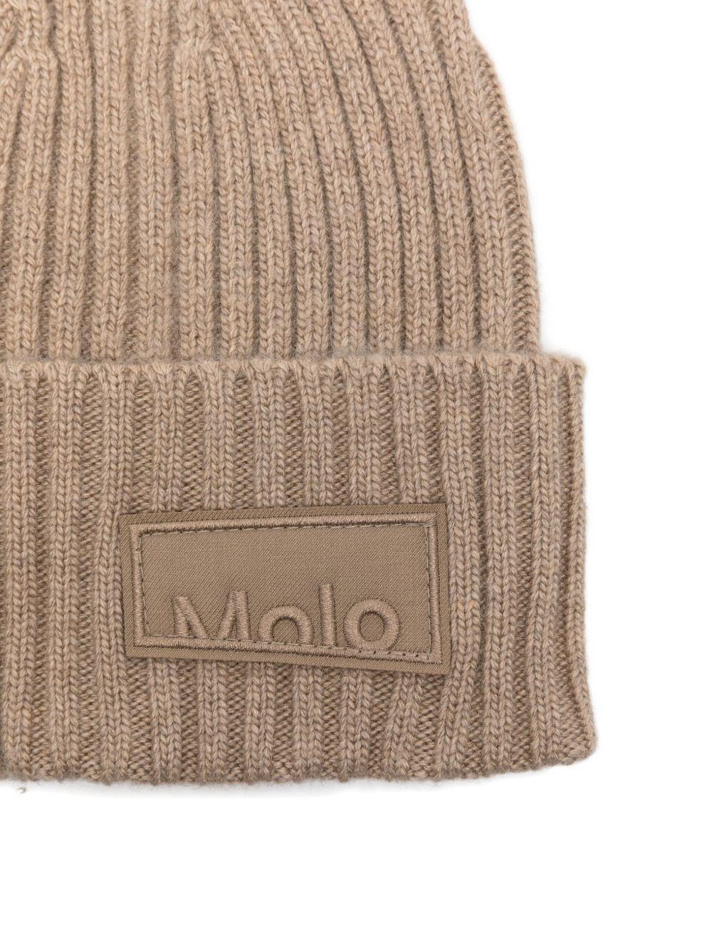 Berretto per bambino Molo beige con toppa con logo - Rubino Kids