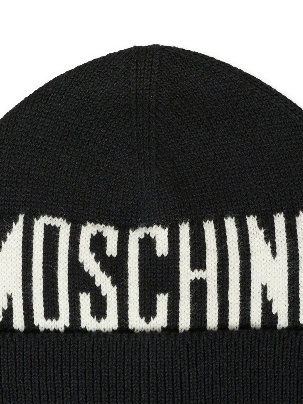 Berretto per bambino Moschino Kids nero con logo ricamato - Rubino Kids