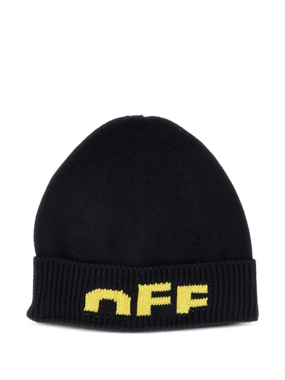 Berretto per bambino Off - White Kids nero con logo sul davanti - Rubino Kids