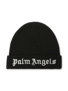 Berretto per bambino Palm Angels Kids nero con ricamo con logo frontale - Rubino Kids