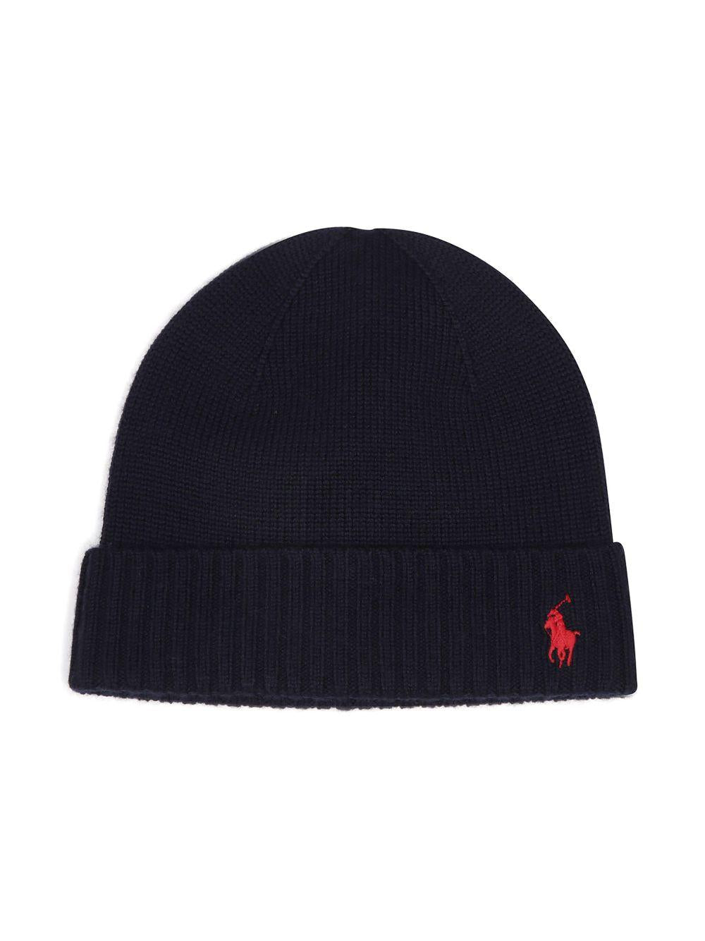 Berretto per bambino POLO RALPH LAUREN KIDS blu con motivo Polo Pony - Rubino Kids