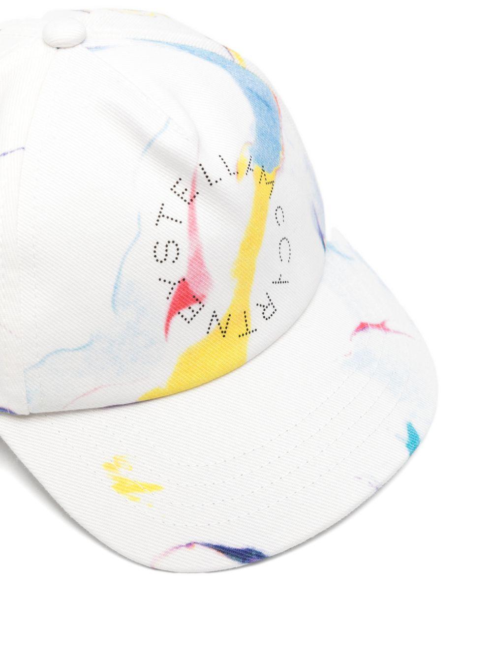 Berretto per bambino Stella McCartney Kids bianco con stampa baseball - Rubino Kids