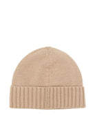 Berretto per bambino Stone Island Junior beige con toppa con logo - Rubino Kids