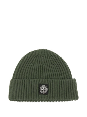 Berretto per bambino Stone Island Junior verde con toppa con logo