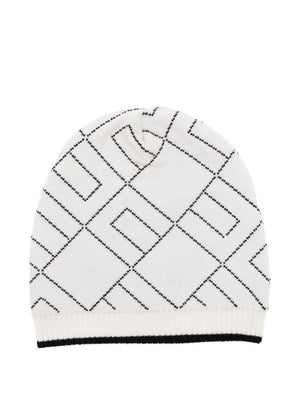 Elisabetta Franchi La Mia Bambina white hat with monogram for newborns