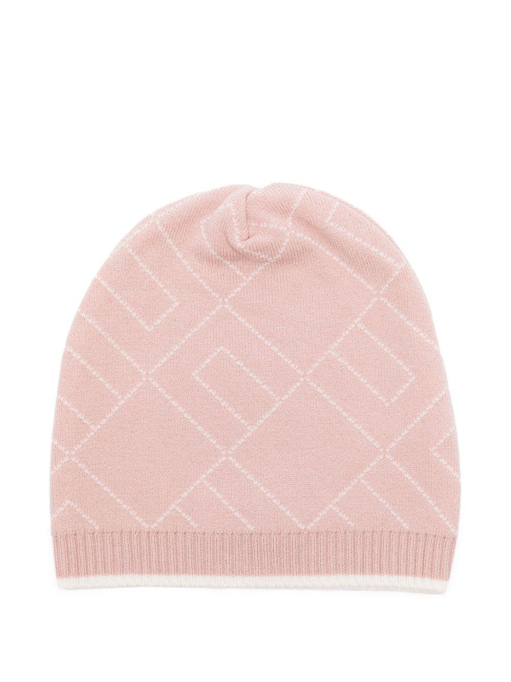 Berretto per neonata Elisabetta Franchi La Mia Bambina rosa con monogramma - Rubino Kids