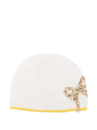 Berretto per neonata Gensami Kids bianco con finiture gialle - Rubino Kids