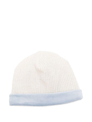 La Stupenderia white baby hat with blue decoration