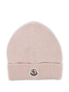 Berretto per neonata Moncler Enfant rosa con ricamo logo - Rubino Kids