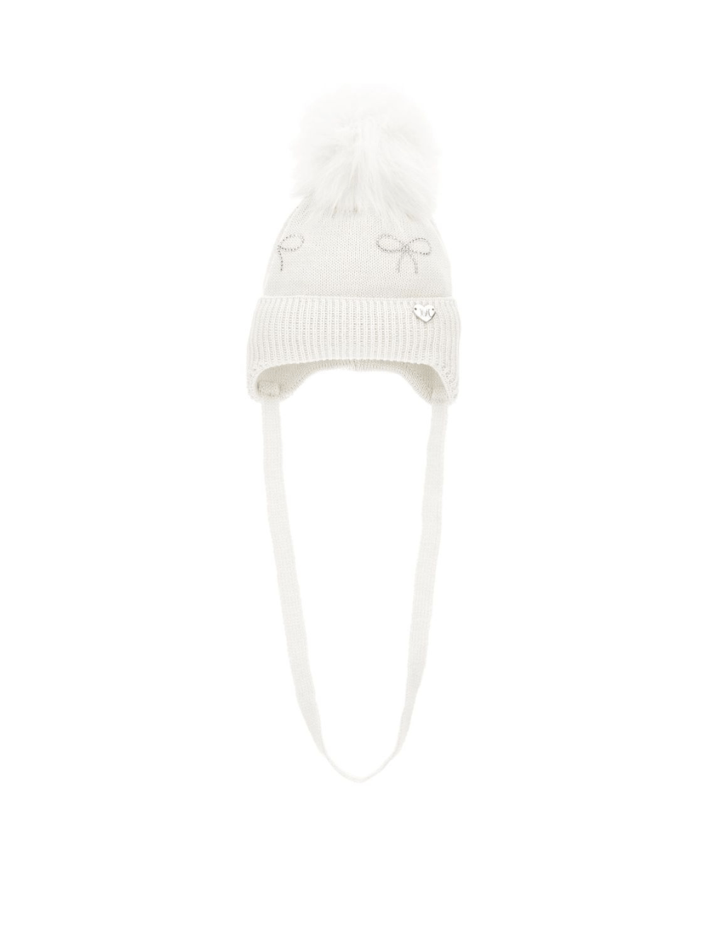 Berretto per neonata Monnalisa bianco con decorazione con strass - Rubino Kids