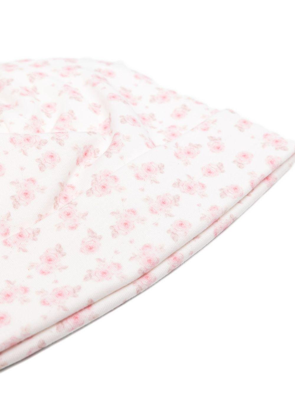 Berretto per neonata Monnalisa bianco con stampa con rose - Rubino Kids