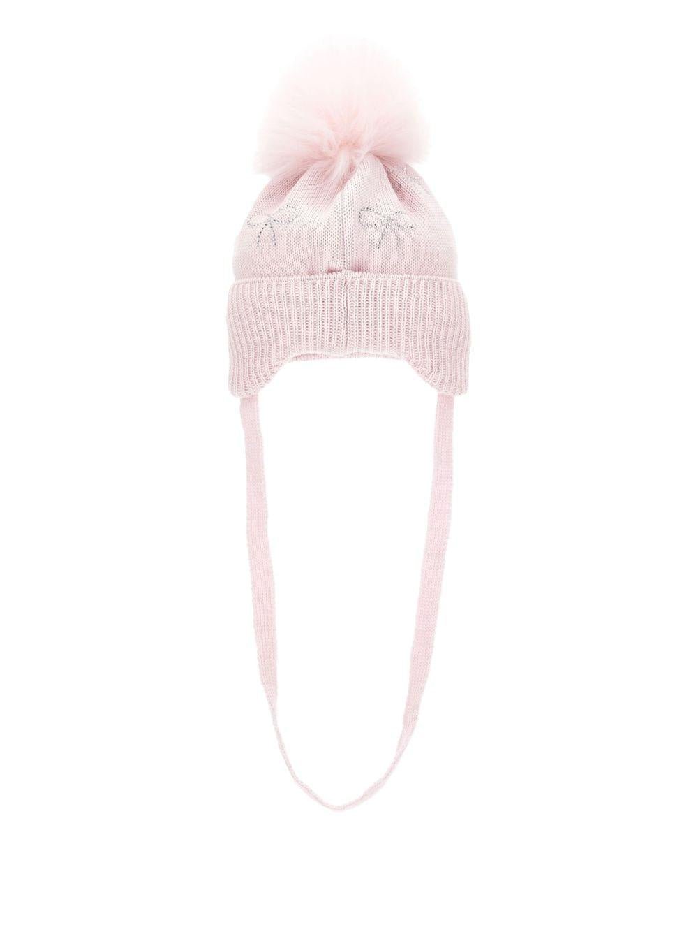 Berretto per neonata Monnalisa rosa con decorazione con strass - Rubino Kids