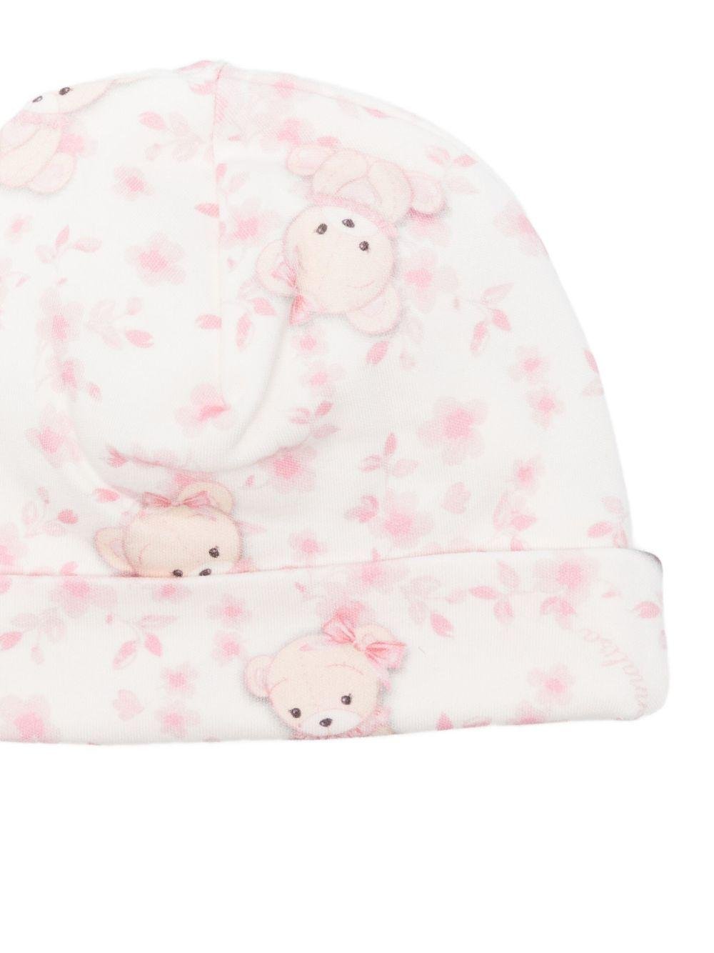 Berretto per neonata Monnalisa rosa con stampa orsetto - Rubino Kids