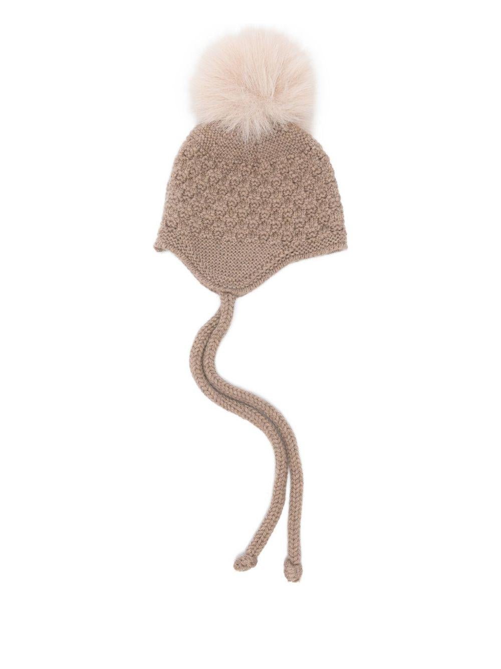Berretto per neonata Paz Rodríguez beige con pompon - Rubino Kids