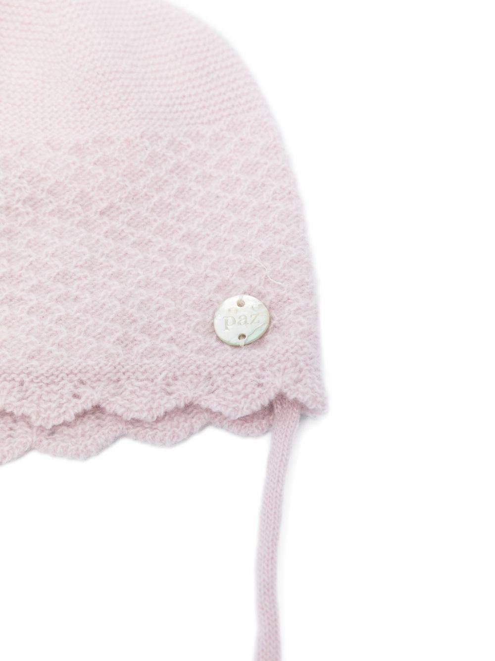 Berretto per neonata Paz Rodríguez rosa con pompon - Rubino Kids