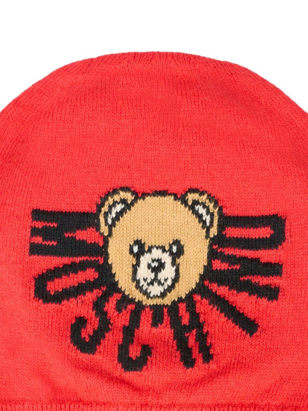 Berretto per neonati Moschino Kids rosso con motivo Teddy - Rubino Kids